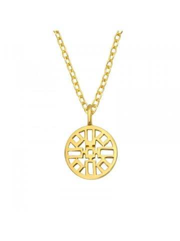 Alexander York Kette mit Anhänger PLÄTTCHEN gemustert in Gold aus 925 Silber - 2-tlg. in gold