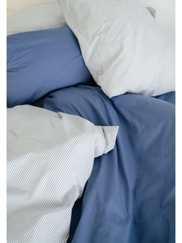 MELA Perkal Kopfkissenbezug Style MAJULI Stripes in blau - naturweiss gestreift