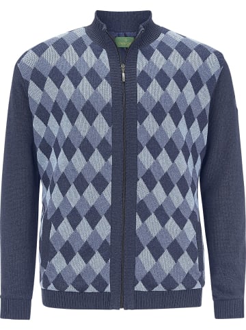 Charles Colby Outdoor Strickjacke DUKE PHIL in dunkelblau gemustert