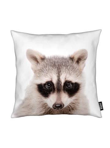 Juniqe Kissen "Raccoon" in Grau & Schwarz