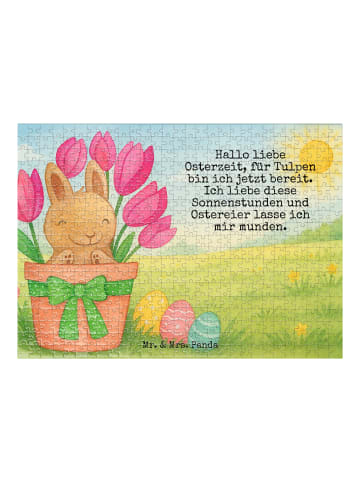 Mr. & Mrs. Panda Puzzle Hase Tulpen Design mit Spruch in Weiß