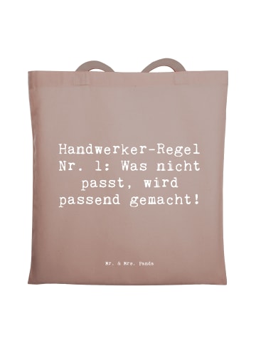Mr. & Mrs. Panda Tote Bag Spruch Handwerker Lösung mit Spruch in Braun Pastell