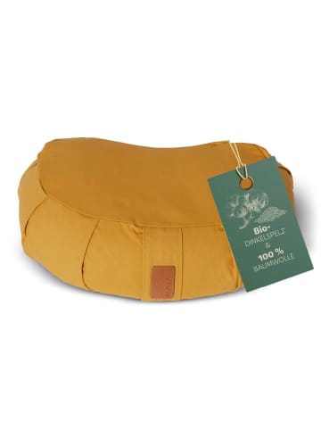 DoYourFitness Yoga-Kissen Ganesh gefüllt Dinkelspelz gelb Halbmond gelb