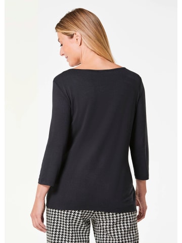 GOLDNER Kurzgröße:  Edles Shirt mit Frontdruck, 3/4-Arm in schwarz