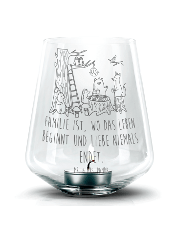 Mr. & Mrs. Panda Teelicht Glas Waldtiere Picknick mit Spruch in Transparent