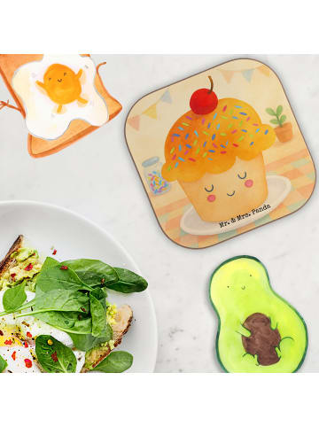 Mr. & Mrs. Panda Untersetzer für Gläser Cupcake Design ohne Spruch in Weiß