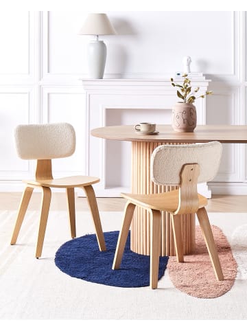 Beliani 2er-Set Esszimmerstuhl LUCINDA in Beige/Heller Holzfarbton
