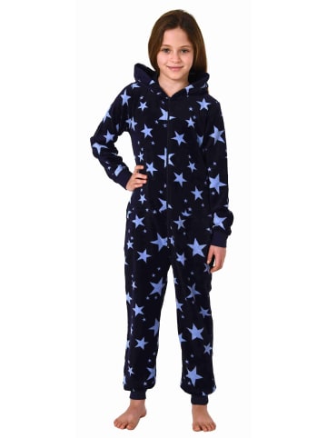 NORMANN Jumpsuit Overall Schlafanzug Pyjama langarm Sterne in marine