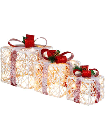 COSTWAY 3er Set Geschenkboxen LED in Weiß