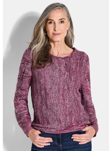 GOLDNER Kurzgröße:  Langarmoberteil im Strukturstrick in pink / gemustert