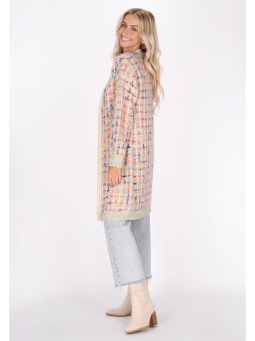 IZIA Damen Cardigan in Wollweiss Mehrfarbig