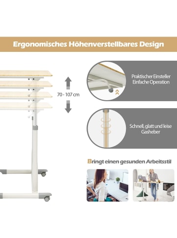 COSTWAY Computertisch 70-107cm in Beige