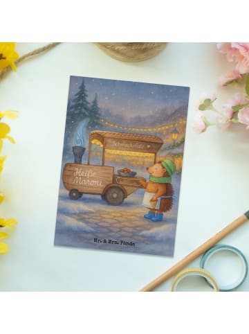 Mr. & Mrs. Panda Postkarte Igel Maronen Design ohne Spruch in Weiß