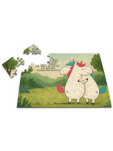 Mr. & Mrs. Panda Puzzle Einhörner Umarmen Design mit Spruch in Weiß