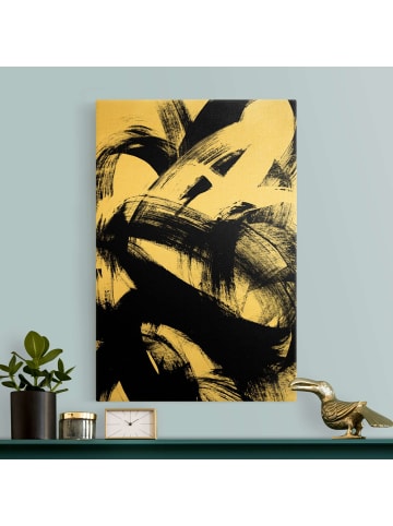 WALLART Leinwandbild Gold - Onyx in Bewegung II in Schwarz-Weiß