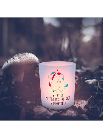 Mr. & Mrs. Panda Glas Kerzenhalter Einhorn Mitteilung mit Spruch in Transparent