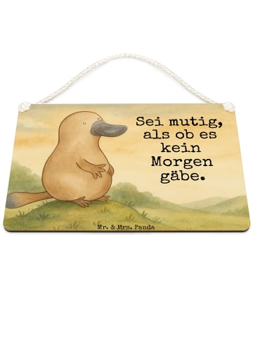 Mr. & Mrs. Panda Schild Schnabeltier Mut Design mit Spruch in Weiß