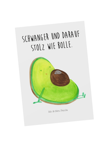 Mr. & Mrs. Panda Ansichtskarte Avocado Schwangerschaft mit Spruch in Weiß