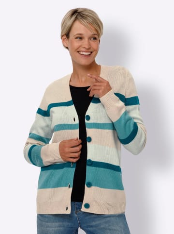 Sieh an! Strickjacke in elfenbein-kalkmint-geringelt