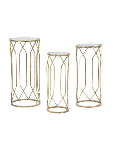Mauro Ferretti Set aus 3 runden, goldfarbenen Metalltischen, Ø cm 32x71-28x65-23x61