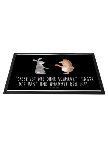 Mr. & Mrs. Panda Haustürmatte Hase Igel mit Spruch in Schwarz