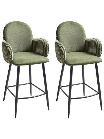 Beliani 2-tlg Barhocker AMITY in Grün/Schwarz