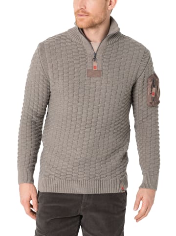 Timezone Strickpullover 3D-Schachbrettmuster Ärmeltasche in Beige