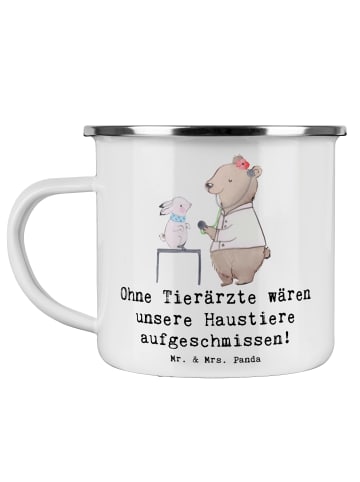 Mr. & Mrs. Panda Campingbecher Tierarzt Helden mit Spruch in Weiß