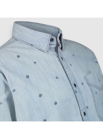 Twinlife Hemd Shirt Chambray Allover Print in Blau