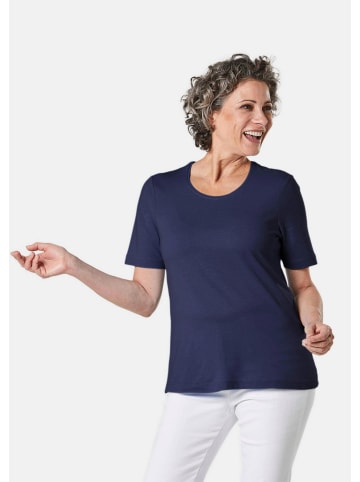 GOLDNER Kurzgröße:  Basic Baumwollshirt mit kurzem Arm in marine