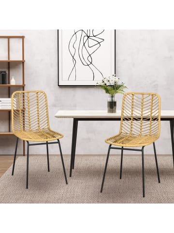 HOMCOM Esszimmerstühle-44L x 58B x 85H cm-Gelb