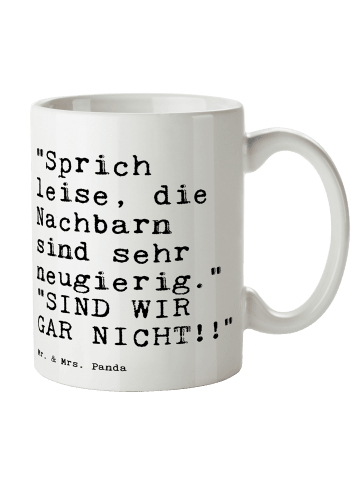 Mr. & Mrs. Panda Kaffeebecher "Sprich leise, die Nachbarn... mit... in Weiß