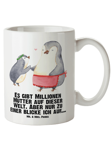 Mr. & Mrs. Panda XL Tasse Pinguin mit Kind mit Spruch in Weiß