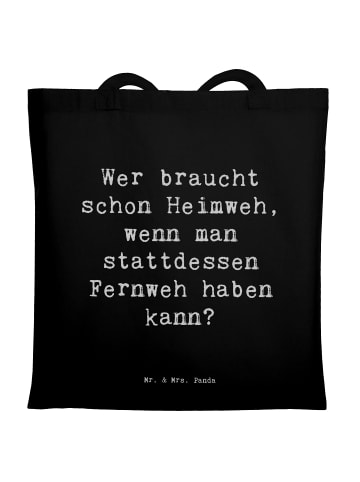 Mr. & Mrs. Panda Tasche Spruch Heimweh oder Fernweh mit Spruch in Schwarz