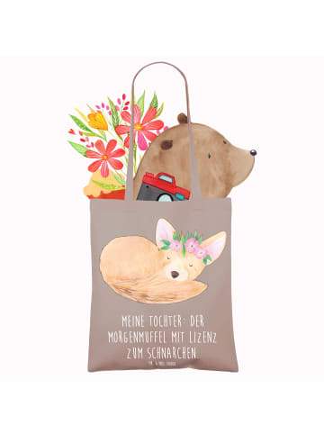 Mr. & Mrs. Panda Einkaufstasche Tochter Morgenmuffel mit Spruch in Braun Pastell
