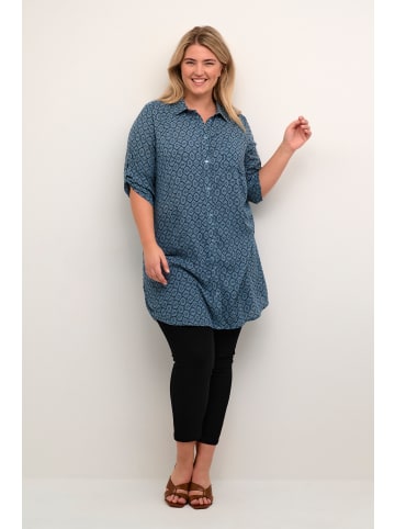 KAFFE curve Langarm - Hemd KCvalia in Graphic Blue Mirage Print