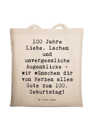 Mr. & Mrs. Panda Tragetasche Spruch 100. Geburtstag mit Spruch in Creme