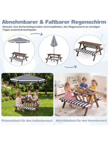 COSTWAY Kindersitzgruppe Outdoor mit Bänken & Sitzkissen 3-8 Jahre in Blau