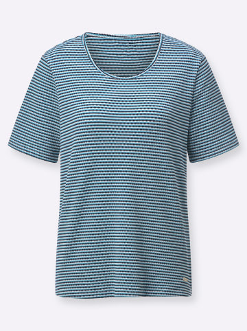 WITT WEIDEN Kurzarmshirt in marine-weiß-gemustert