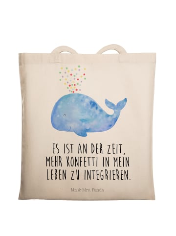 Mr. & Mrs. Panda Jutebeutel Wal Konfetti mit Spruch in Creme