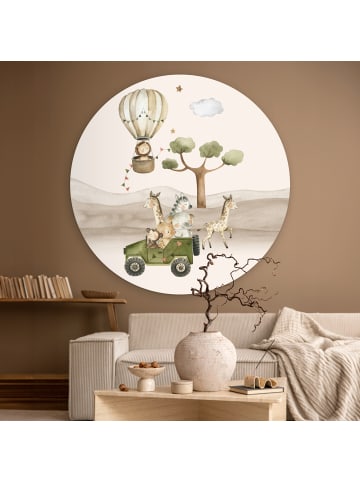 OnlyWow Rundes Wandbild Beige