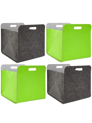 DuneDesign 4er Set Filz Regalkorb 33x33x38cm in Grau