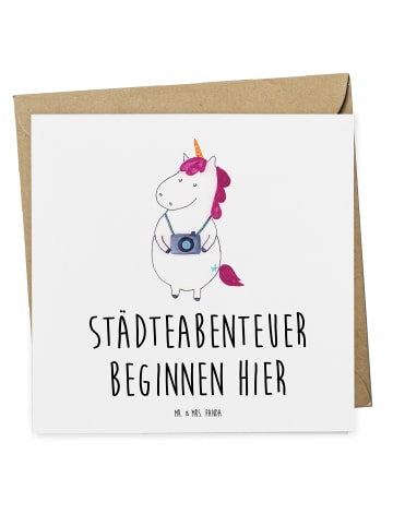 Mr. & Mrs. Panda Gutschein Städtereise Abenteuerbeginn mit Spruch in Weiß