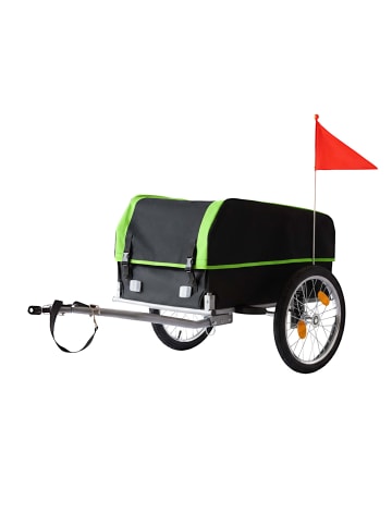 relaxdays Fahrradanhänger in Schwarz/ Grün - (B)124 x (H)59 x (T)69 cm