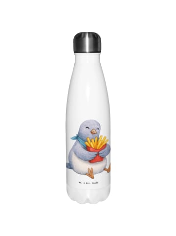 Mr. & Mrs. Panda Edelstahl Wasserflasche Taube Pommes ohne Spruch in Weiß