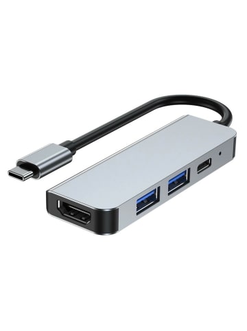 TechProtect 4in1 Multifunktonsadapter V2 in Grau HUB USB-C auf 2xUSB, HDMI, USB-C in Grau