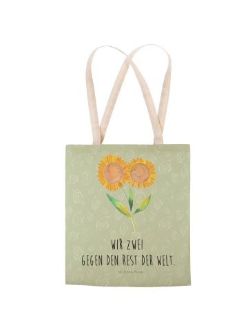 Mr. & Mrs. Panda Tote Bag Blume Sonnenblume mit Spruch in Blattgrün
