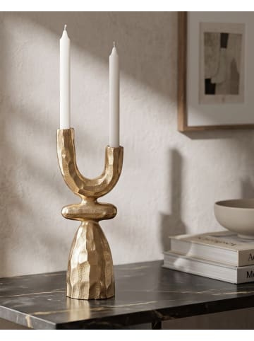 Beliani Kerzenständer KRADENIK in Gold - (W) 10 x (H) 33 x (L) 10 cm