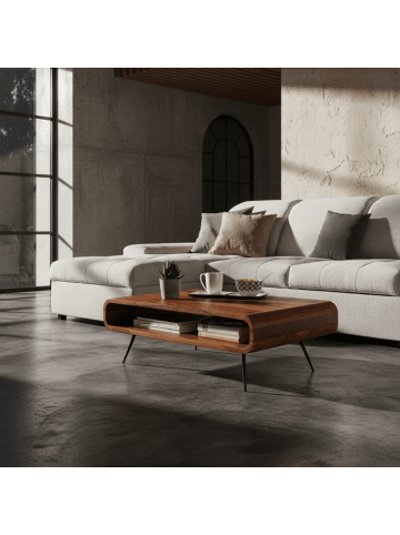 KADIMA DESIGN Couchtisch 90x55x30 cm Massivholz / Metall Sofatisch Eckig,