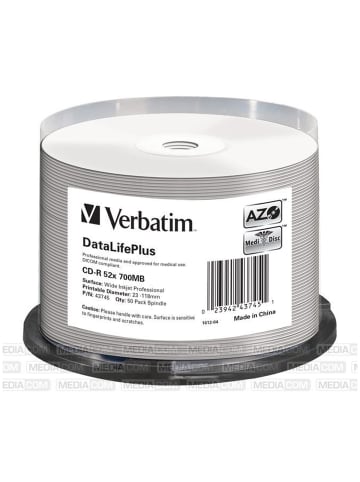 Verbatim Verbatim CD-R 700MB 52x Cakebox 50er Inkjet